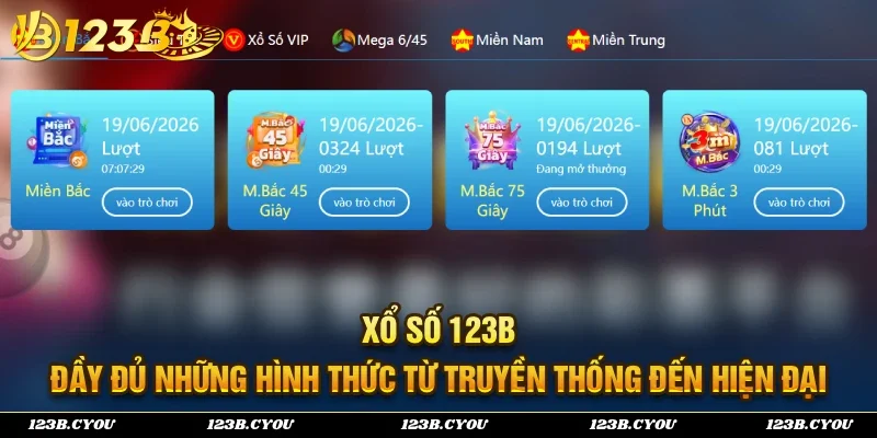 Xổ số 123B - Quy tụ nhiều hình thức từ xổ số truyền thống cho đến hiện đại 